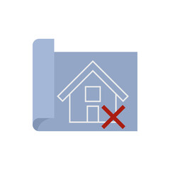 Poster - House demolition plan icon flat isolated vector