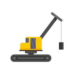 Sticker - Demolition excavator icon flat isolated vector