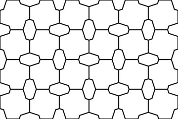 Sticker - Simple repeating elongated hexagons alternating in a regular square shapes grid pattern in black outline on a white background, geometric vector illustration