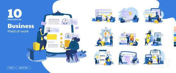 Illustration collection set of business profession job, office work division concept
