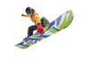 Leinwandbild Motiv Snowboarder jumping through air with isolated background. Winter Sport background.