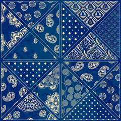 Poster - Patchwork textile pattern. Seamless quilting design background.