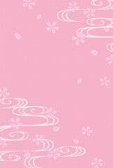 Wall Mural - vector background with cherry blossoms and Japanese traditional pattern called Ryusui for banners, greeting cards, flyers, social media wallpapers, etc.