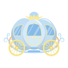 Cute Cinderella Princess Carriage Clipart. Flat Vector Cartoon Design