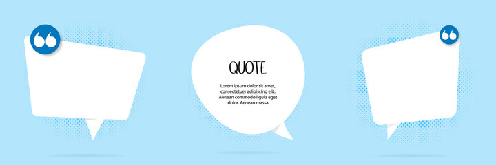 Set of templates for quotes and tips on a blue background. Vector illustration.