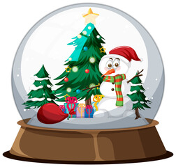 Poster - Snowman and Christmas tree in snowdome