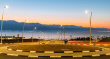 Sunrise Above Mountains And Road Leading To The Red Sea