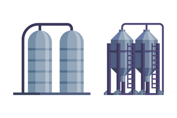 Sticker - Water Tower with Tank as Construction for Potable Water Storage Vector Set