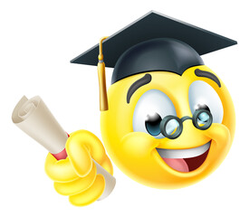 Canvas Print - Graduate Teacher Emoticon Cartoon Face Icon