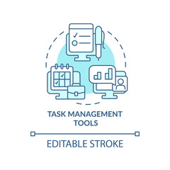 Fototapete - Task management tools turquoise concept icon. Creating to-do lists abstract idea thin line illustration. Isolated outline drawing. Editable stroke. Roboto-Medium, Myriad Pro-Bold fonts used