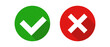 Modern check mark and cross mark icon. Vector.