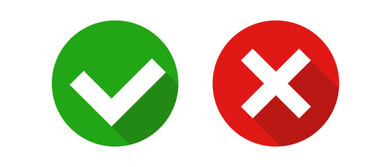 Poster - modern check mark and cross mark icon. vector.