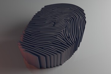 Aufkleber - Beautiful abstract gray   fingerprint, standing on white, 3d rendering. Background pattern for design.