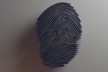 Aufkleber - Beautiful abstract gray   fingerprint, standing on white, 3d rendering. Background pattern for design.