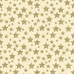 Wall Mural - Gold glitter stars on seamless background