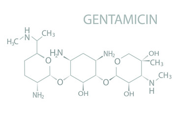 Wall Mural - Gentamicin molecular skeletal chemical formula.