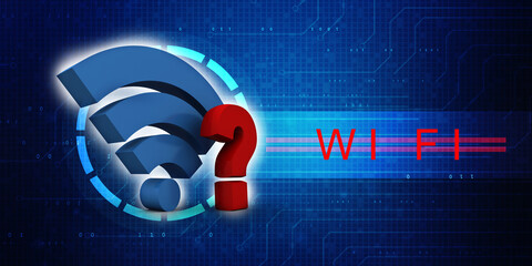 Poster - 3d illustration WiFi symbol sign with question mark 