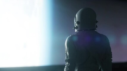 Wall Mural - alone astronaut in futuristic spaceship, room. cinematic footage