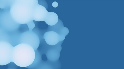 Poster - Abstract 3d fluid metaball shape with bluish balls. Synthwave liquid organic droplets with gradient color.