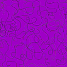 Seamless Pattern, Gray Tangled Lines On A Purple Background