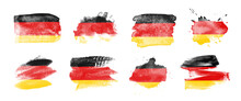 Painted Flag Of Germany In Various Brushstroke Styles.