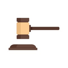 Poster - notary wood gavel icon flat isolated vector
