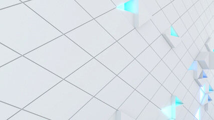Poster - triangle pattern on white background,science and technology concept,neon light,3d rendering