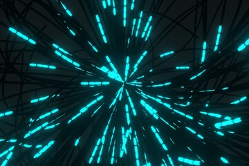 Fototapete - Abstract glowing light lines sparkling energy background 3D rendering