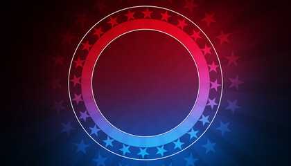 Poster - United States Flag Style Patriotic Circle Frame Background. Modern United States Patriotic Free Space Banner with Stars
