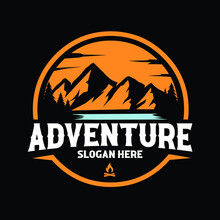 Adventure Mountain Circle Emblem Ready Made Logo For Outdoor Related Industry Logo