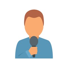 Poster - tv presenter icon flat isolated vector