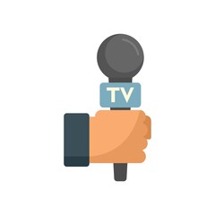 Poster - Tv reporter microphone icon flat isolated vector
