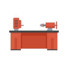 Poster - lathe machine icon flat isolated vector