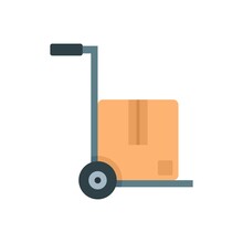 Warehouse Cart Icon Flat Isolated Vector