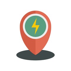Poster - Charge station location icon flat isolated vector