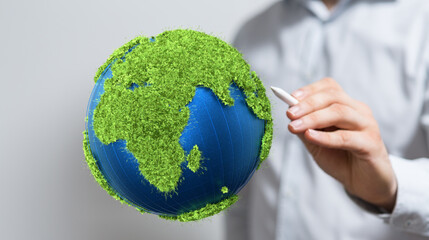 illustration with bold world map in green color