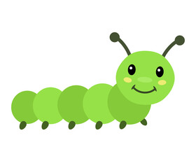 Wall Mural - Cheerful caterpillar cartoon on white background, vector illustration