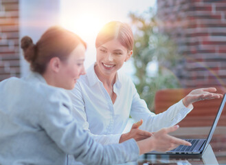 Canvas Print - members of the business team working with laptop