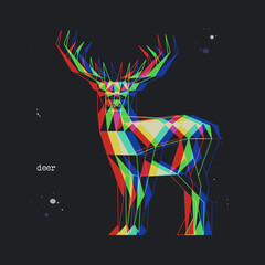 Poster - Polygon deer. Low poly animal. Geometric stereoscopic logo icon