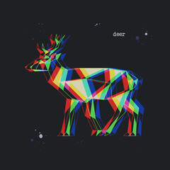 Poster - Polygon deer. Low poly animal. Geometric stereoscopic logo icon