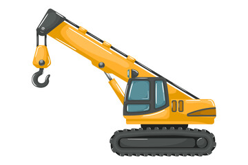 Wall Mural - Yellow heavy machinery with telescopic crane for construction and mining cartoon style