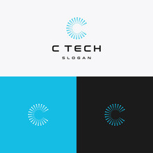 Letter C Tech Logo Icon Flat Design Template 