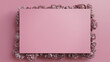 © RocknRoller Studios - Rectangle Floral Frame with Peony Border. Pink, Mother's Day or Valentine concept with copy space.