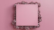 © RocknRoller Studios - Square Floral Frame with Peony Border. Pink, Mother's Day or Valentine concept with copy space.