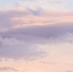Wall Mural - Background of blue sky with white and pink clouds in sunset