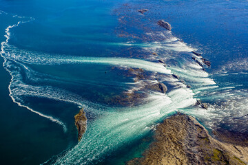 Wall Mural - Extreme Tidal Flow in Channel North of Kuujjuaq Nunavik Quebec Canada