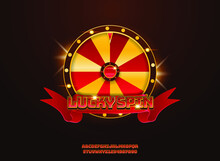 Golden Red Luxury Lucky Spin With Wheel And Ribbon Casino Text Effect