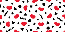 Heart Seamless Pattern Valentine Vector Triangle Polka Dot Cartoon Doodle Tile Background Repeat Wallpaper Illustration Design Scarf Isolated