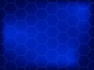 Wall Mural - Hexagon shapes, honeycomb pattern, texture on gradient blue technology background. Digital data visualization. Tech, business, science concept. Vector illustration, eps 10.