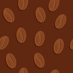 Fototapete - Roasted coffee beans for product packaging. Vector seamless brown pattern.